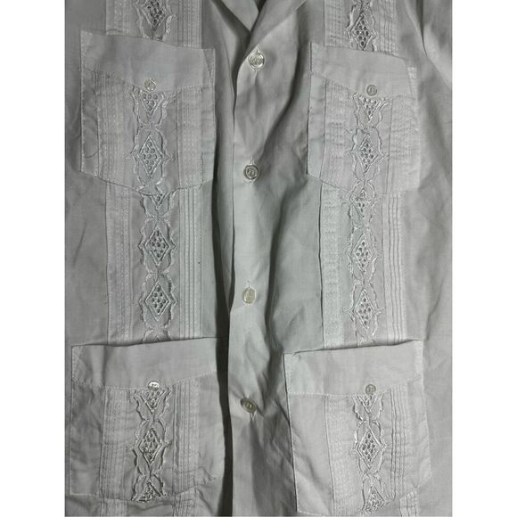 Silver Crest Vintage White Embroidered Button Down Shirt Pockets Sz 10 See Notes - Picture 3 of 11